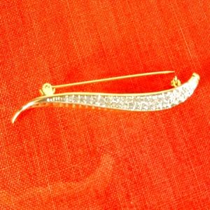 Vintage Rhinestone Swoosh Brooch Pin